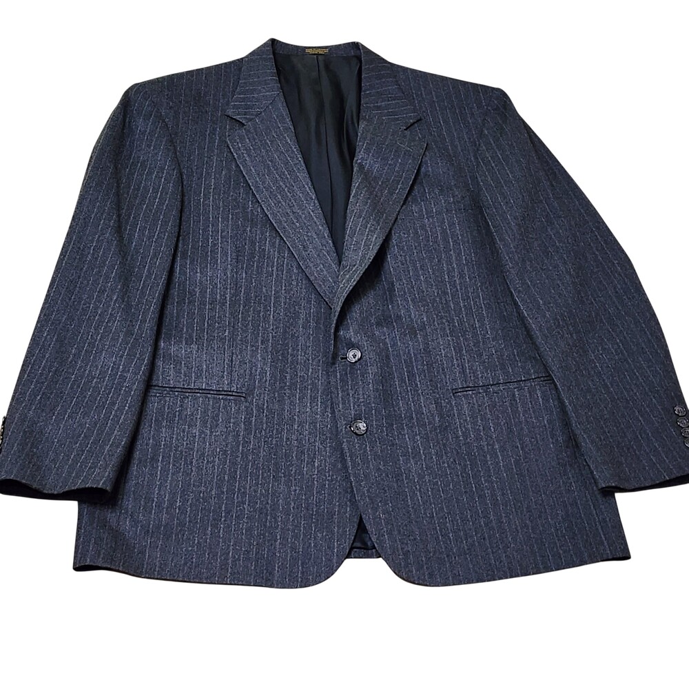 Oscar De La Renta Suit Mens 46 41x31 Gray Wool Pinstripe 2 Piece Classic Fit